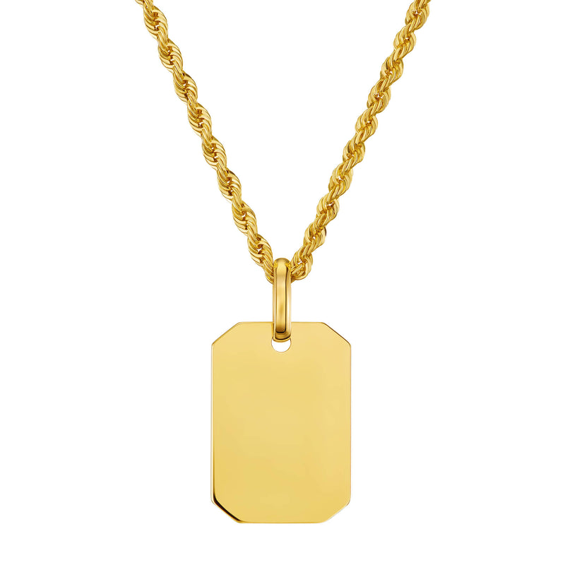 ENGRAVING PLATE OCTAGON NECKLACE 585 GOLD