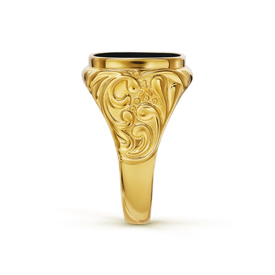 ART NOUVEAU SIGNET RING LAPIS 585, 750 GOLD