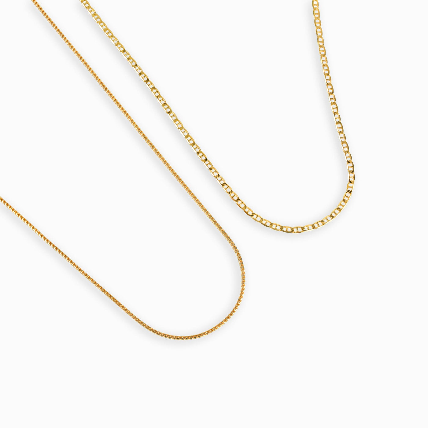 FRANCO &AMP; CURB CHAIN SET 925 SILVER 18 CARAT GOLD PLATED