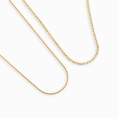 FRANCO &AMP; CURB CHAIN SET 925 SILVER 18 CARAT GOLD PLATED