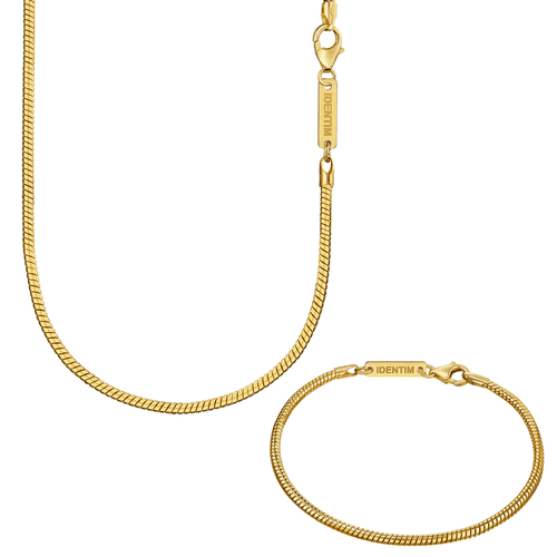 SNAKE CHAIN SET 925 SILVER 18 CARAT GOLD PLATED 2,50MM