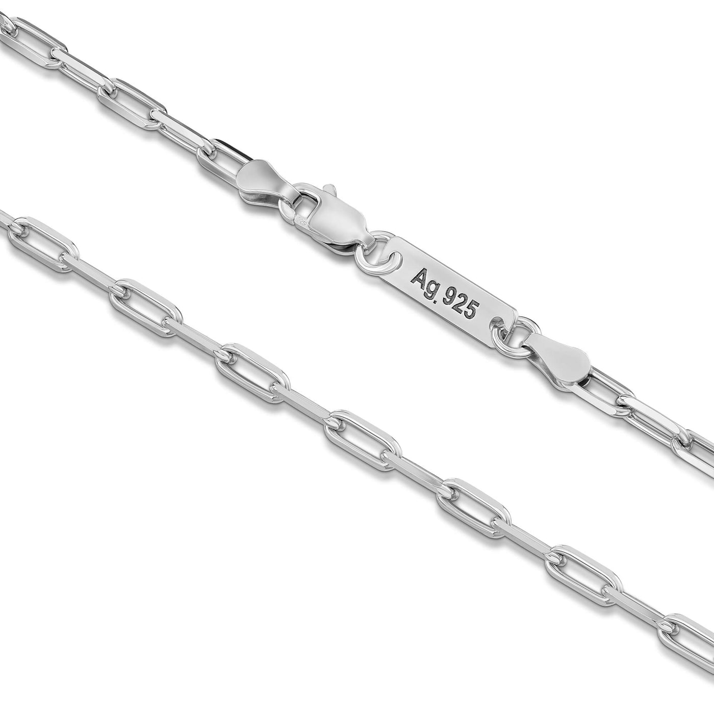 PAPERCLIP CHAIN 925 SILVER RHODIUM-PLATED