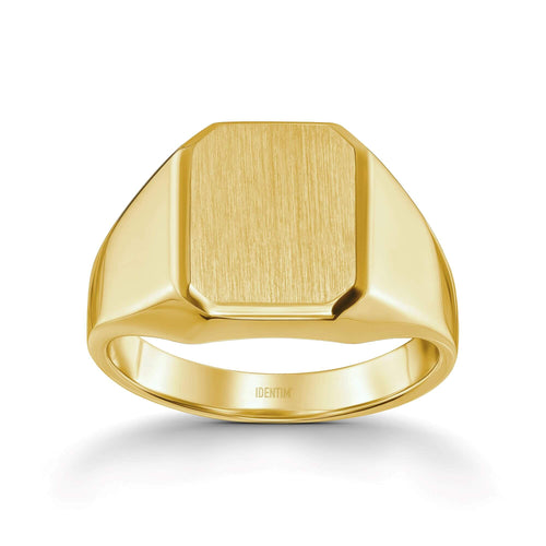 SIGNET RING BRUSHED OCTAGON 585, 750 GOLD