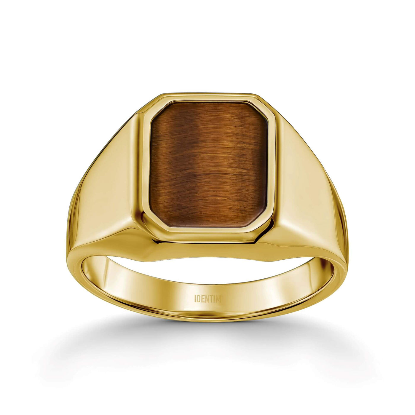 SIGNET RING TIGER'S EYE OCTAGON 585, 750 GOLD