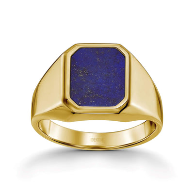 SIGNET RING LAPIS OCTAGON 585, 750 GOLD