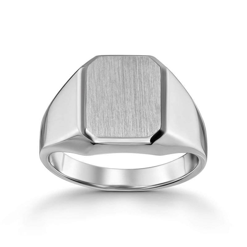 BRUSHED OCTAGON BELL RING 585, 750 WHITE GOLD, 950 PLATINUM