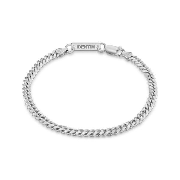 CURB CHAIN CUBAN BRACELET 925 SILVER RHODIUM PLATED 4,00MM - IDENTIM®