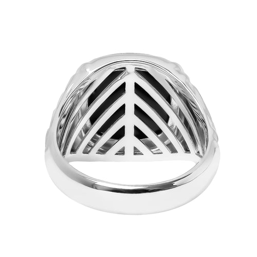 ART NOUVEAU SEALING RING MALACHITE 585, 750 WHITE GOLD, 950 PLATINUM