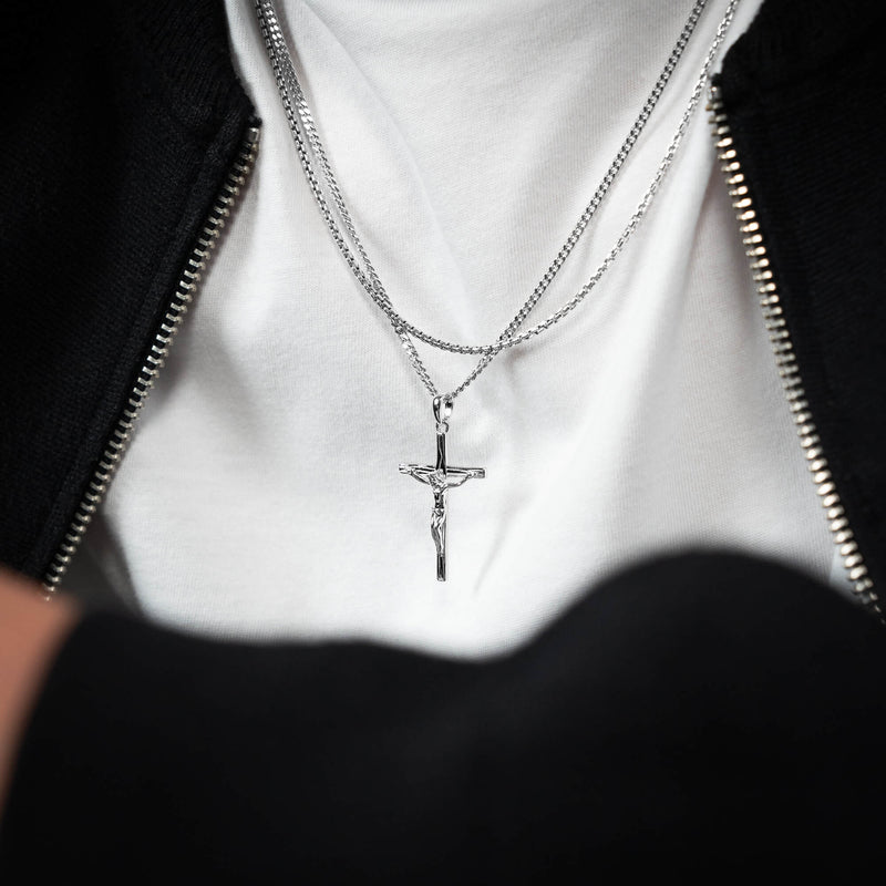 CROSS NECKLACE VENETIAN NECKLACE SET 925 SILVER RHODIUM PLATED