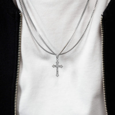 CROSS NECKLACE VENETIAN NECKLACE SET 925 SILVER RHODIUM PLATED