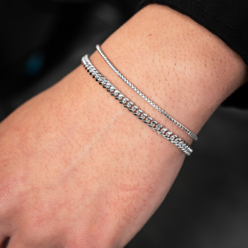 BRACELET SET PANZER FRANCO SILVER BRACELET 925 SILVER RHODIUM PLATED