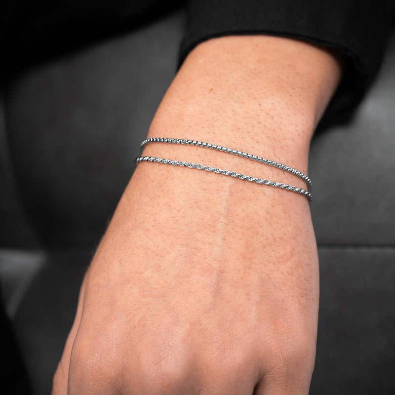 BRACELET SET VENEZIA CORD 925 SILVER RHODIUM PLATED