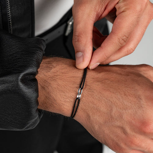 GLORY BRACELET BLACK STOFFARMBAND 585 WHITE GOLD