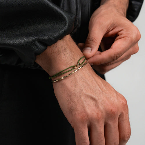 GLORY BRACELET OLIVE FABRIC BRACELET 585 GOLD