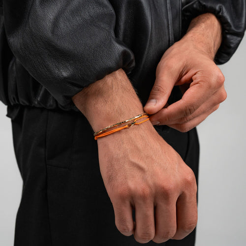 GLORY BRACELET ORANGE FABRIC BRACELET 585 GOLD