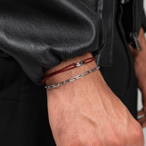 GLORY BRACELET BORDEAUX STOFFARBAND 585 WHITE GOLD