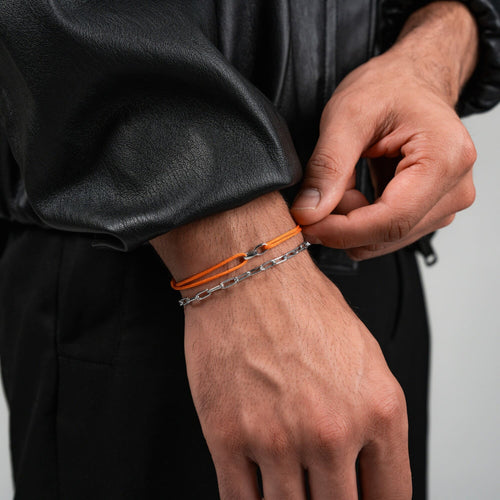 GLORY BRACELET ORANGE STOFFARBAND 585 WHITE GOLD