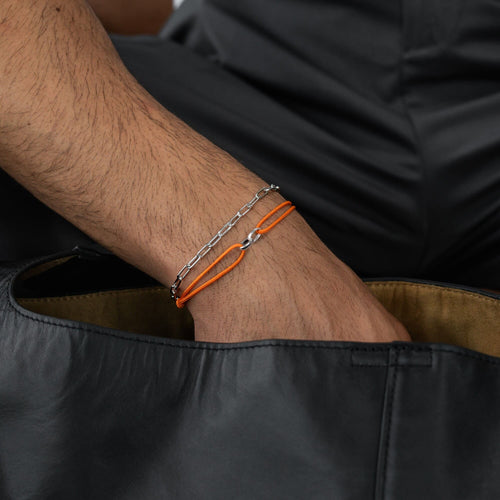 GLORY BRACELET ORANGE STOFFARBAND 585 WHITE GOLD