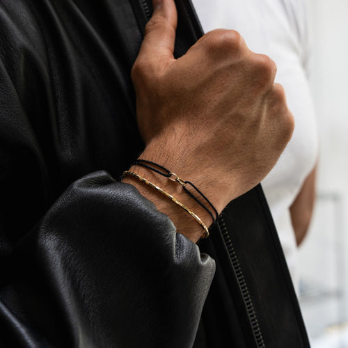 GLORY BRACELET BLACK FABRIC BRACELET 585 GOLD
