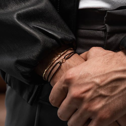 GLORY BRACELET BLACK FABRIC BRACELET 585 GOLD