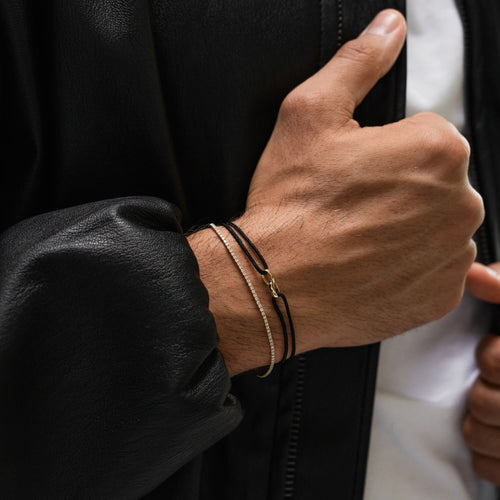 GLORY BRACELET BLACK FABRIC BRACELET 585 GOLD