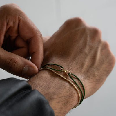 GLORY BRACELET OLIVE FABRIC BRACELET 585 GOLD