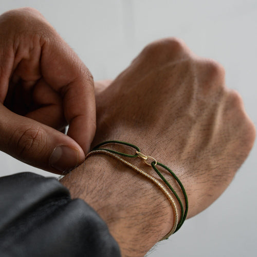 GLORY BRACELET OLIVE FABRIC BRACELET 585 GOLD