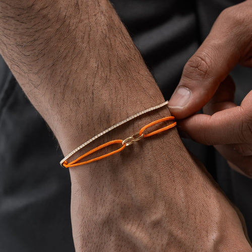 GLORY BRACELET ORANGE FABRIC BRACELET 585 GOLD
