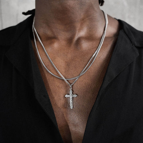 CROSS NECKLACE VENETIAN NECKLACE SET 925 SILVER RHODIUM PLATED