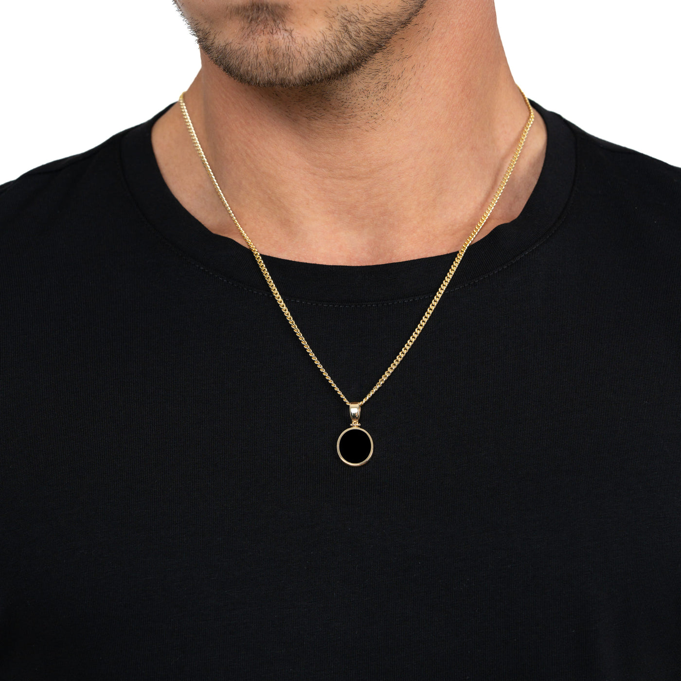 ONYX OVAL NECKLACE 585 GOLD