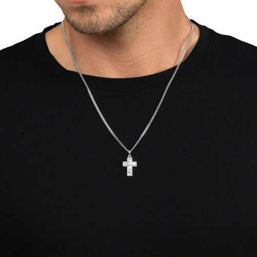 CROSS NECKLACE SUENO 925 SILVER RHODIUM PLATED