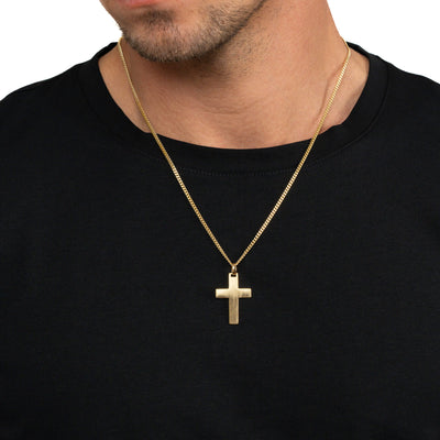 CROSS NECKLACE MATTED 925 SILVER 18 CARAT GOLD PLATED
