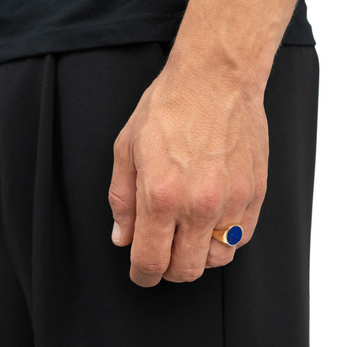 SIGNET RING LAPIS OVAL 585, 750 GOLD