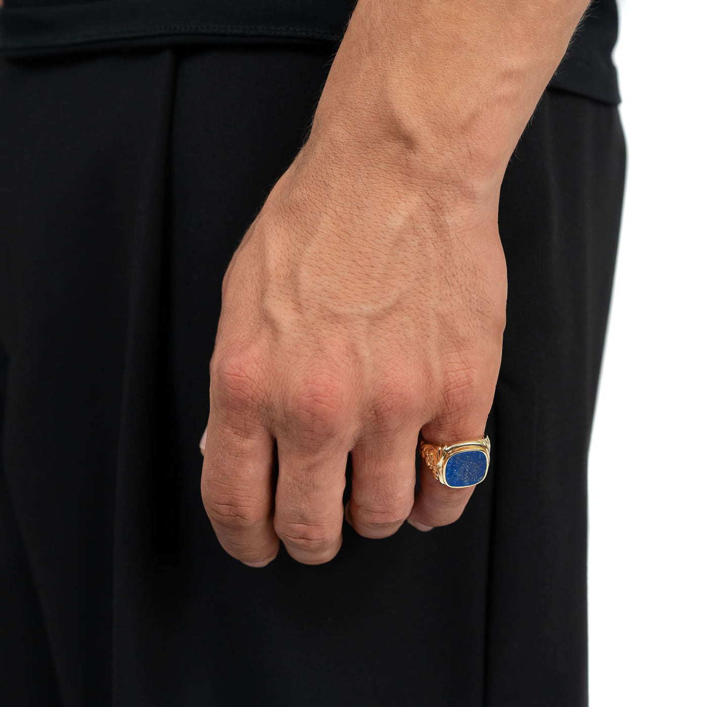 ART NOUVEAU SIGNET RING LAPIS 585, 750 GOLD