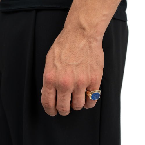 ART NOUVEAU SIGNET RING LAPIS 585, 750 GOLD