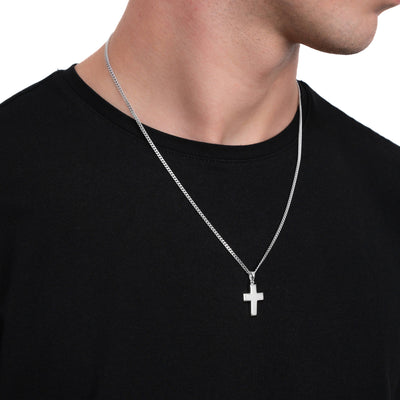 CROSS NECKLACE POLISHED 925 SILVER RHODIUM PLATED