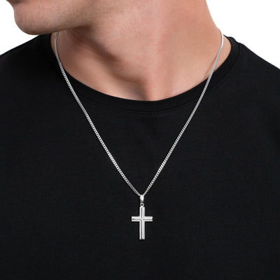 CROSS NECKLACE 925 SILVER RHODIUM PLATED