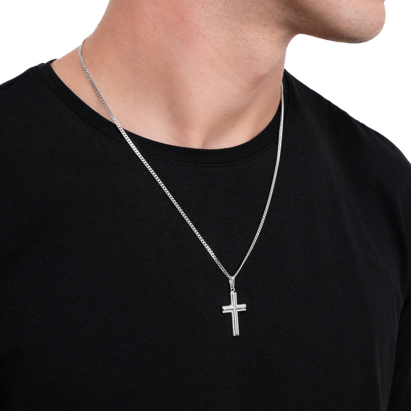 CROSS NECKLACE 925 SILVER RHODIUM PLATED