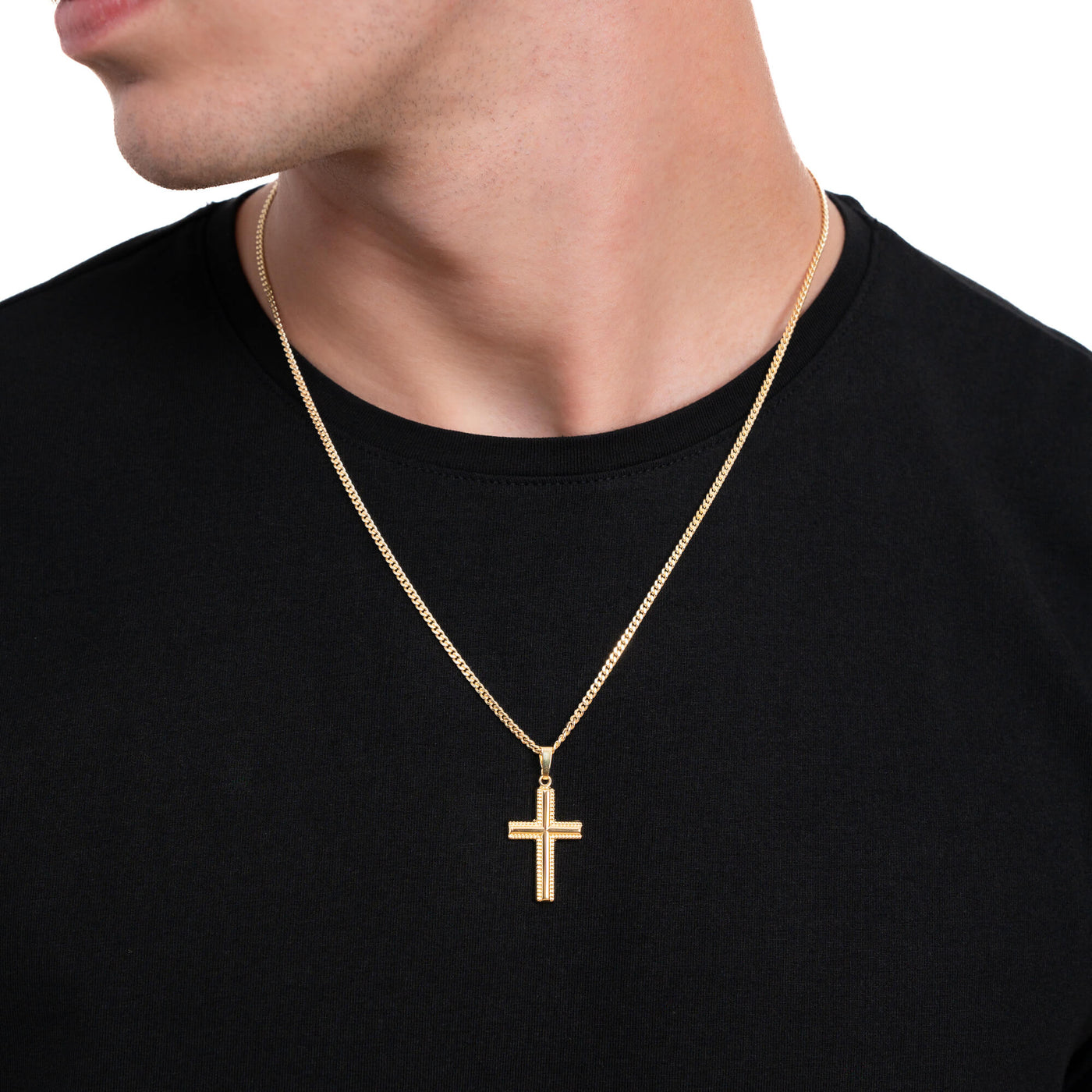 CROSS NECKLACE 925 SILVER 18 CARAT GOLD PLATED