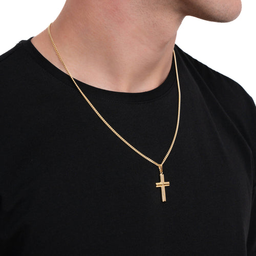 CROSS NECKLACE 925 SILVER 18 CARAT GOLD PLATED