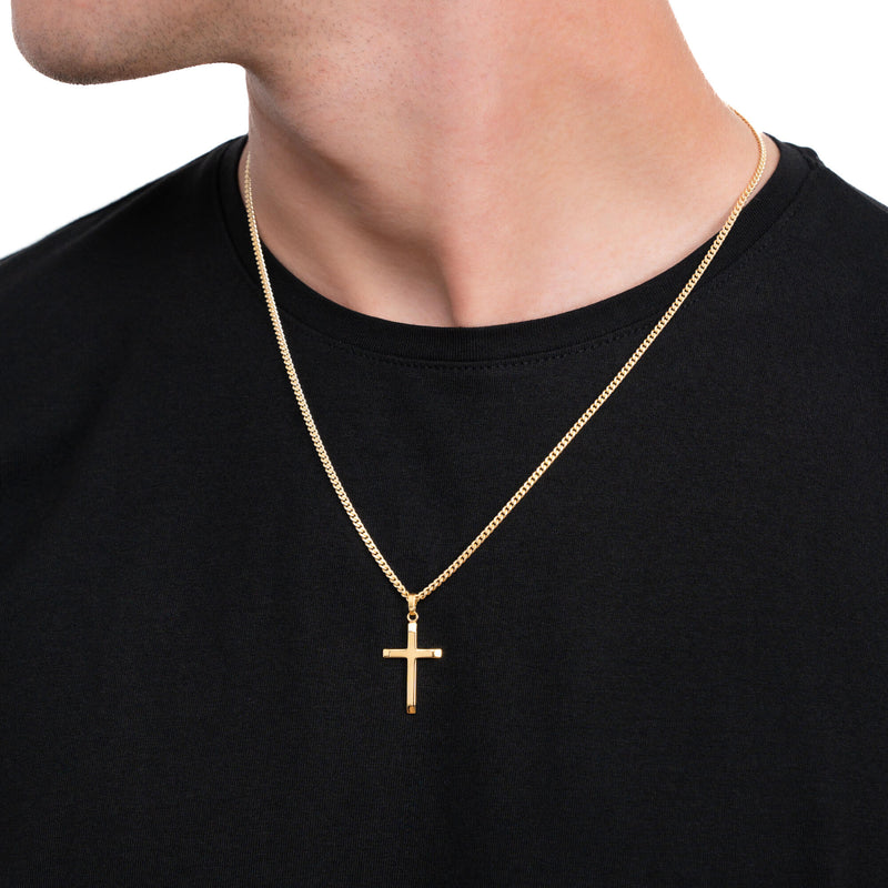 CROSS NECKLACE 925 SILVER 18 CARAT GOLD PLATED