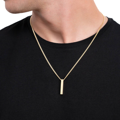 BAR NECKLACE POLISHED 925 SILVER 18 CARAT GOLD PLATED