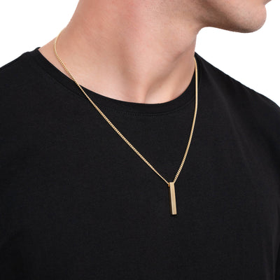 BAR NECKLACE POLISHED 925 SILVER 18 CARAT GOLD PLATED