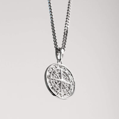 COMPASS NECKLACE 925 SILVER RHODIUM PLATED