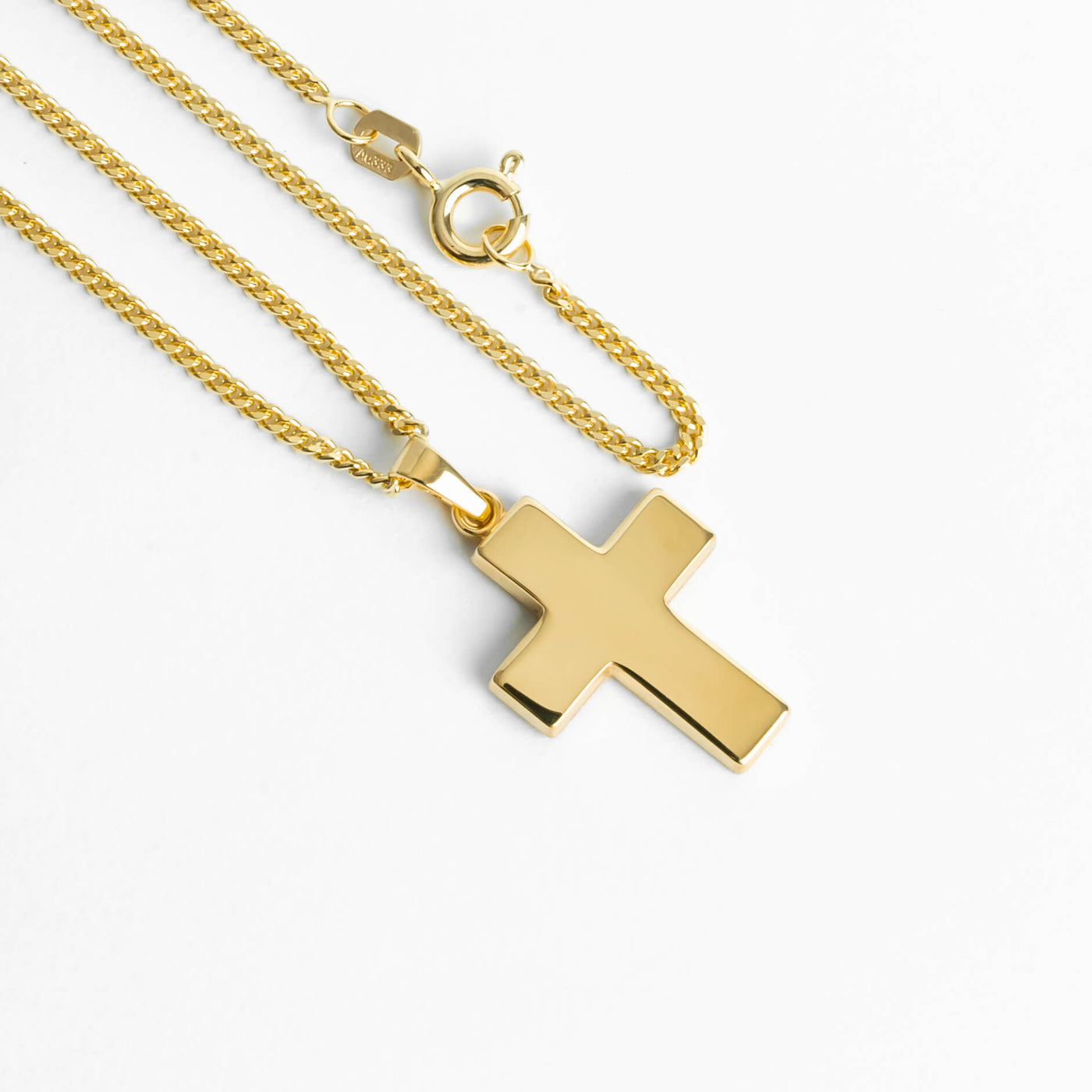 CROSS NECKLACE POLISHED 333 GOLD