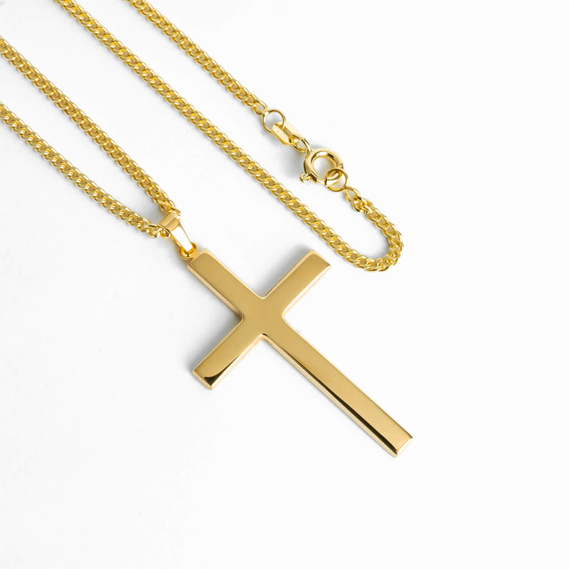 CROSS NECKLACE POLISHED 333 GOLD