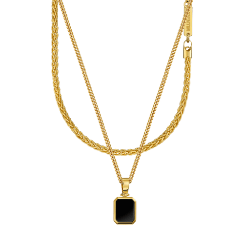 ONYX NECKLACE BRAID NECKLACE SET 925 SILVER 18 CARAT GOLD PLATED