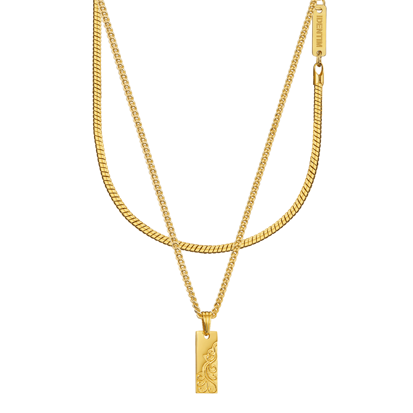 PLATE NECKLACE SNAKE CHAIN SET 925 SILVER 18 CARAT GOLD PLATED