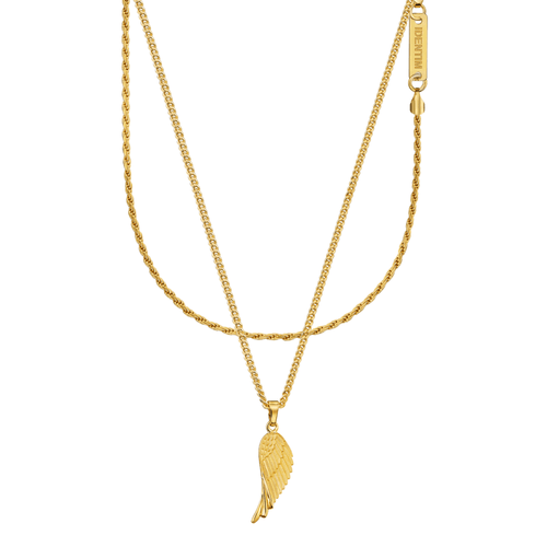 WING NECKLACE CORD NECKLACE SET 925 SILVER 18 CARAT GOLD PLATED