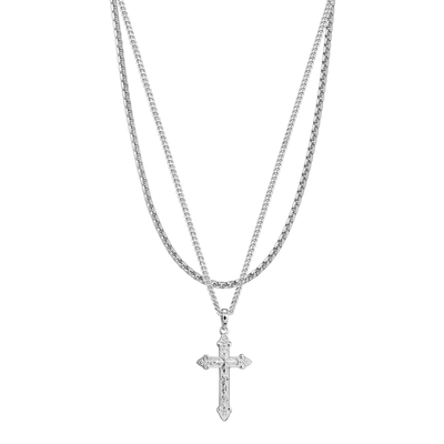 CROSS NECKLACE VENETIAN NECKLACE SET 925 SILVER RHODIUM PLATED